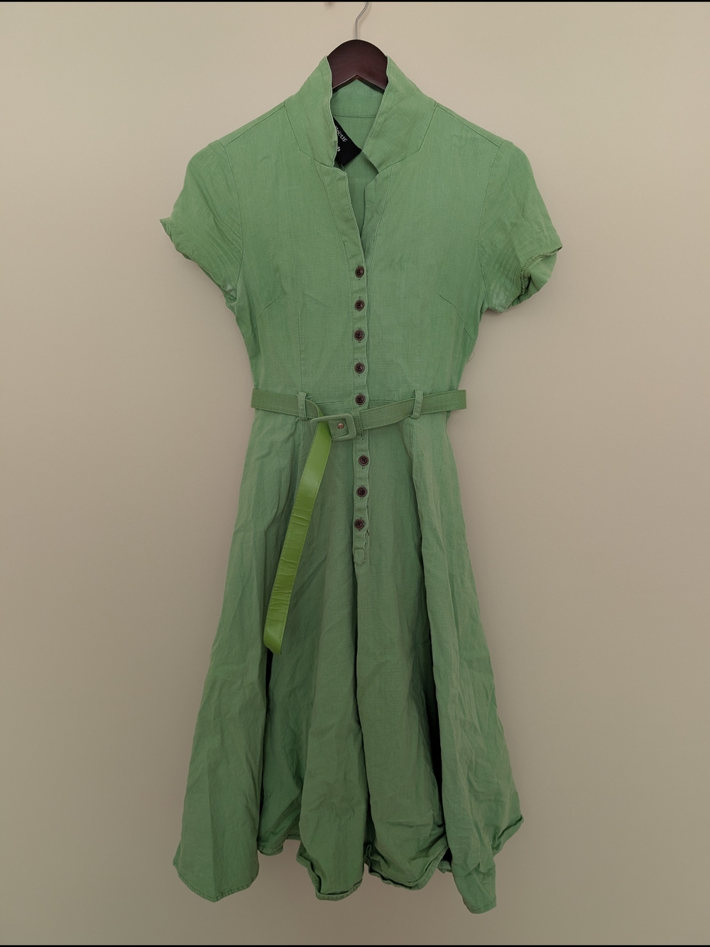 Modcloth Light Green Midi Shirt Dress with Belt